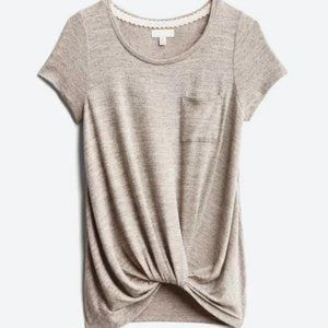 Cupio Heathered Shirt with Single Front Pocket and Knot